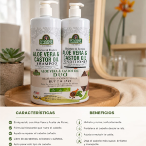 Juego de champú y acondicionador de aloe vera y aceite de ricino